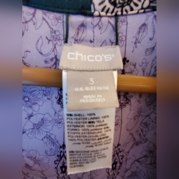 Chico's Dark Green Floral Kimono Jacket Size 3 NWOT - Picture 7 of 11